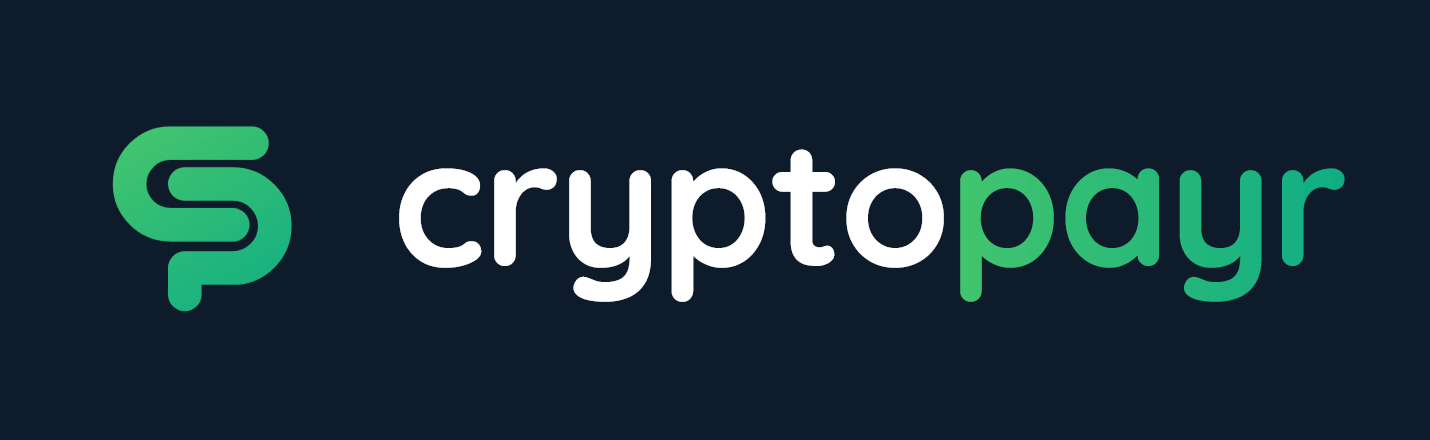 CryptoPayr horizontal lockup on navy