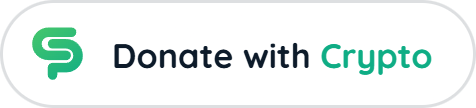 Donate with Crypto badge, light, on a dark background