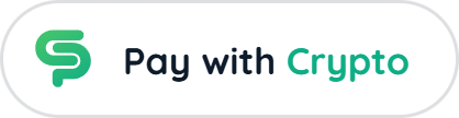 Pay with Crypto badge, light, on a dark background